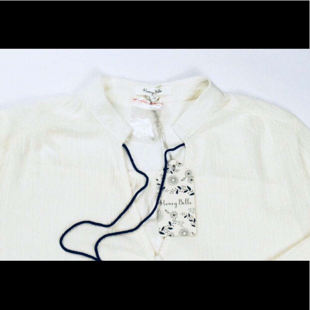 Bohimian Off-White Fringe Button Up Blouse - Picture 3 of 5